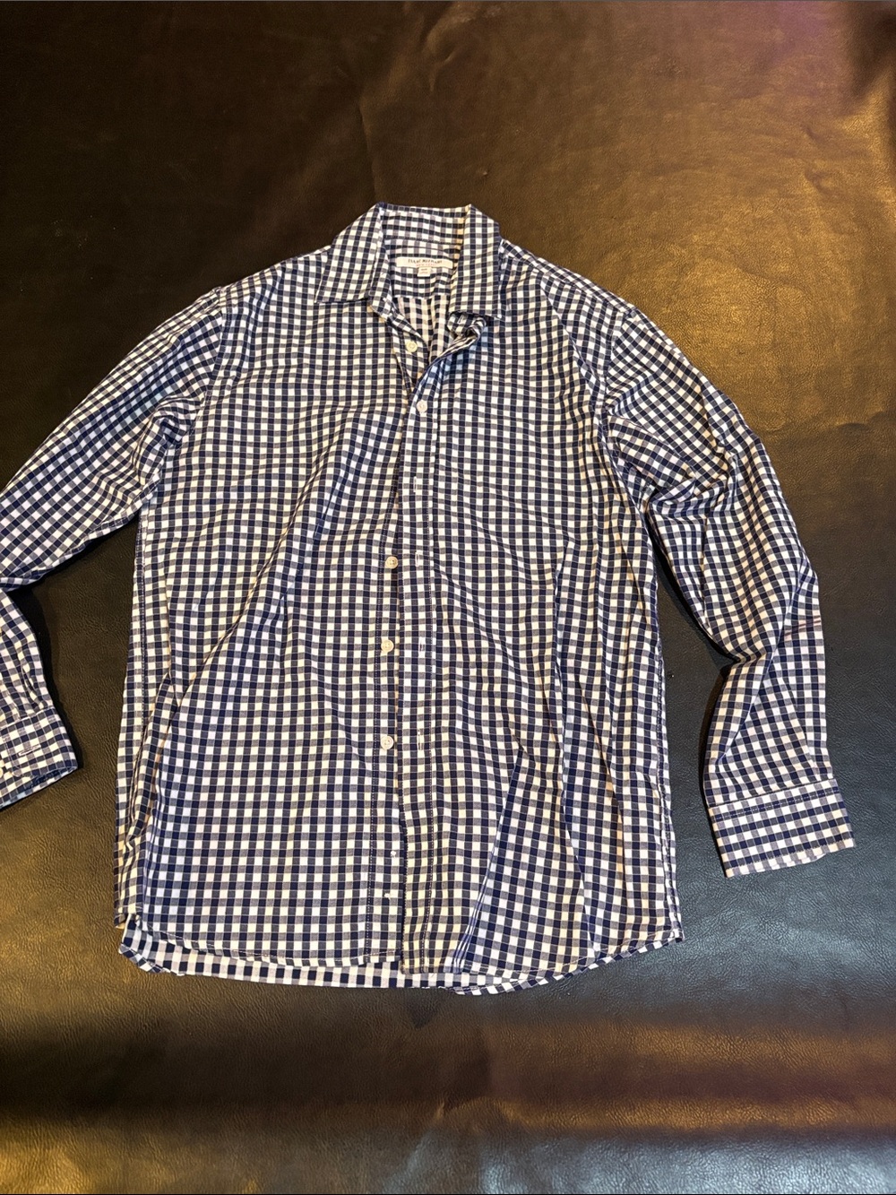 Isaac Mizrahi Blue and White Gingham Button-Down Shirt